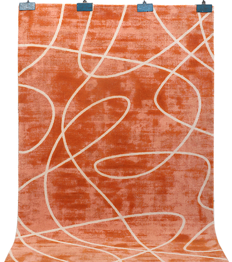 Close-up texture of high-quality wool and silk designer rug in India